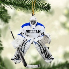 Custom Personalized Hockey Goalie Christmas Ornament, Gift For Hockey Players