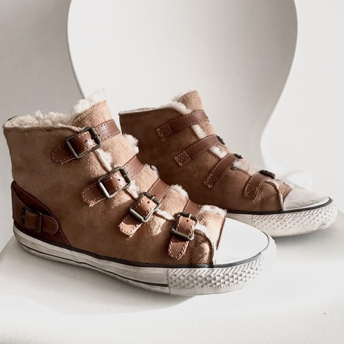 ASH SCARPE SNEAKERS INVERNATI FIBBIE PELO MARRONI DONNA 37 - Foto 4 di 8