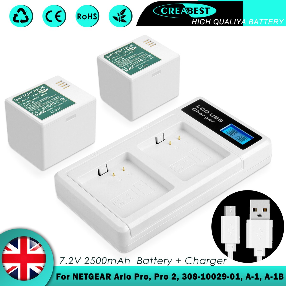 2× A-1 VMA4400 Battery Charger For NETGEAR Arlo PRO VMC4030