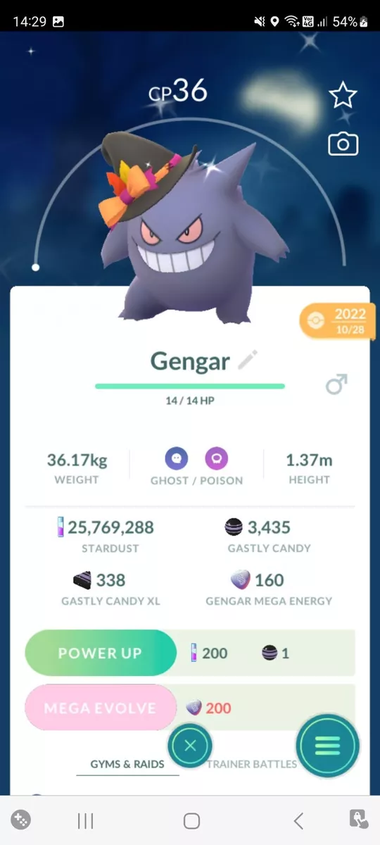 Maxed out 100 shiny Mega Gengar : r/pokemongo