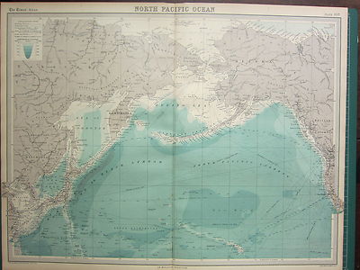 1921 LARGE MAP ~ NORTH PACIFIC OCEAN STEAMER ROUTES JAPAN ALASKA