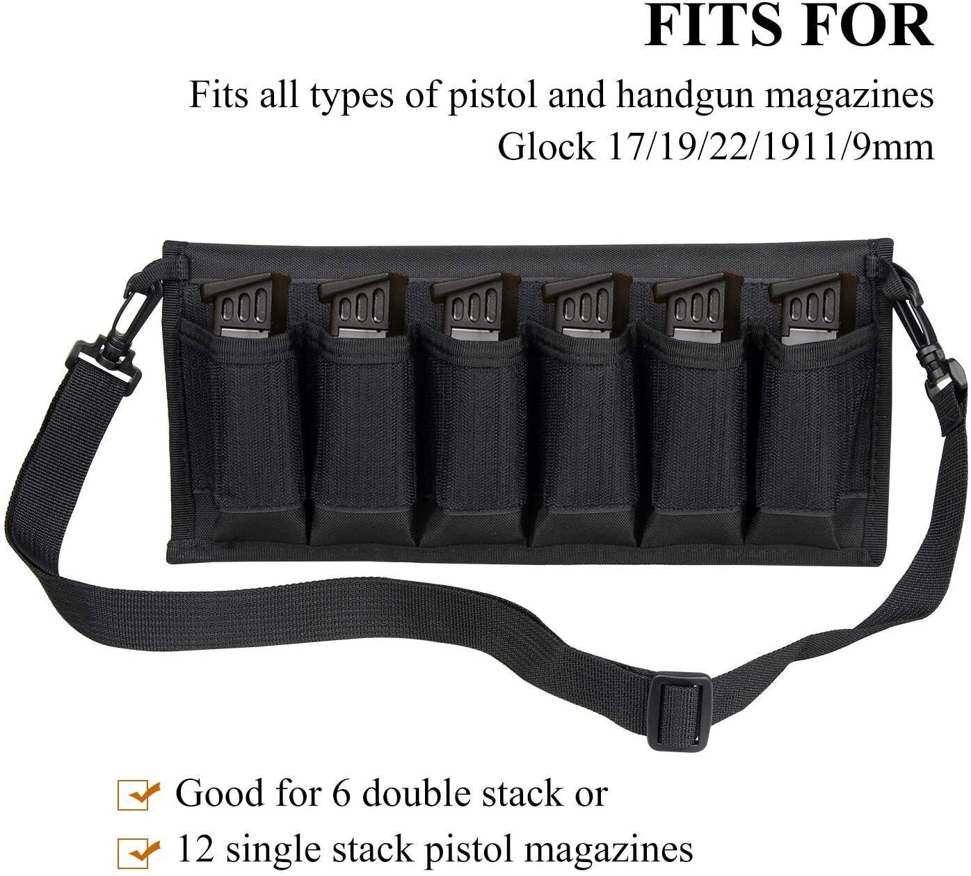 Tactical 6 Slot Pistol Double Stack Mag Holder Bag Strap Magazine Pouch 9mm NEW-image