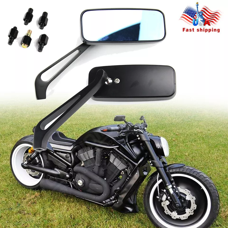Espelhos retangulares de motocicleta para Harley Cruiser Bobber Chopper Sportster Softail - Imagem 2 de 4