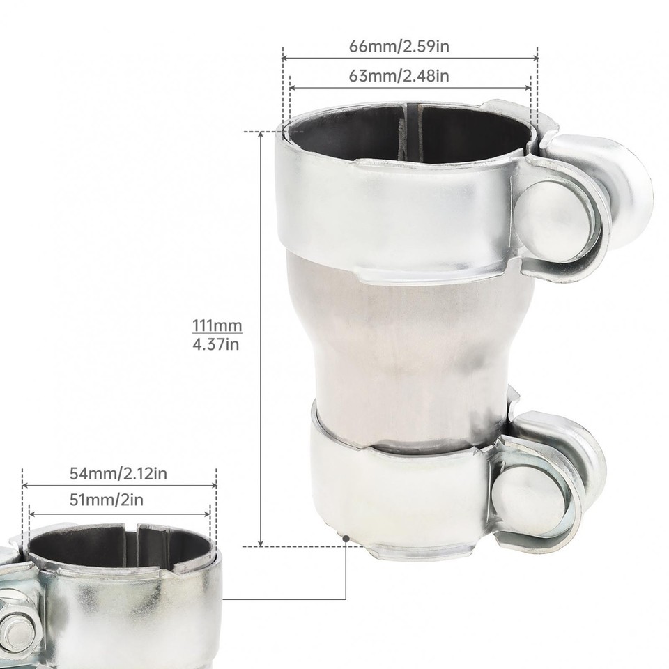 2 to 2.5 Inch Exhaust Pipe Sealing Clamp Muffler Reducer Adapter ...