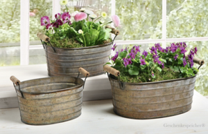 Zinkwannen Holzgriffe Blumentopf Blumenkasten Garten Terrasse Grosse Auswahl Ebay