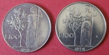 ITALY PAIR (2) OF 1975 & 1976  VINTAGE 100 LIRA COINS IN VERY COLLECTABLE GRADES