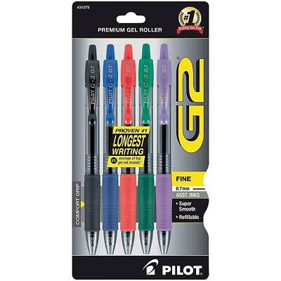 Pilot Rollerball Pen G2 Fine Point Premium Gel Super Smooth, Pack of 5 31079