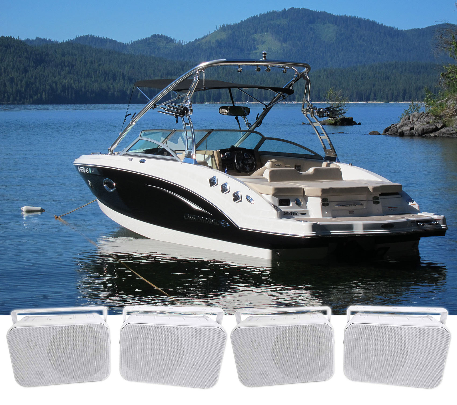 4 Морские коробчатые колонки Rockville HP65S-8 65 с поворотным кронштейном для лодок 20290₽