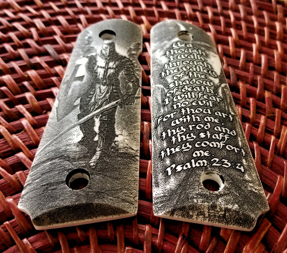 1911 Custom Engraved Ivory Scrimshaw Grips Crusader Knight Templar Cross 10 1911 Custom Engraved Ivory Scrimshaw Grips Crusader Knight Templar Cross 10