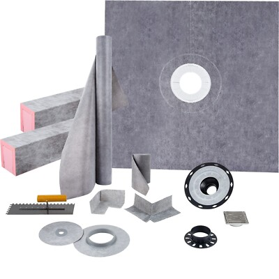 #ad VEVOR Shower Curb Kit 48quot;x48quot; Watertight Shower Curb Overlay with 4quot; ABS Cen... $233.60