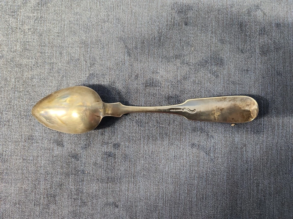 Par de cucharas James Peters 900 monedas plata 9 pulgadas c1813-1850 u-10D Foto 4 de 4