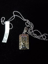 Mens by Chisel stainless/gold plated Treble Clef Rectangular Pendant on Chain