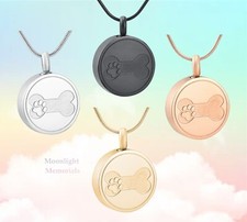 New Bone Paw Dog Cremation Pendant Ashes Holder Memorial Necklace