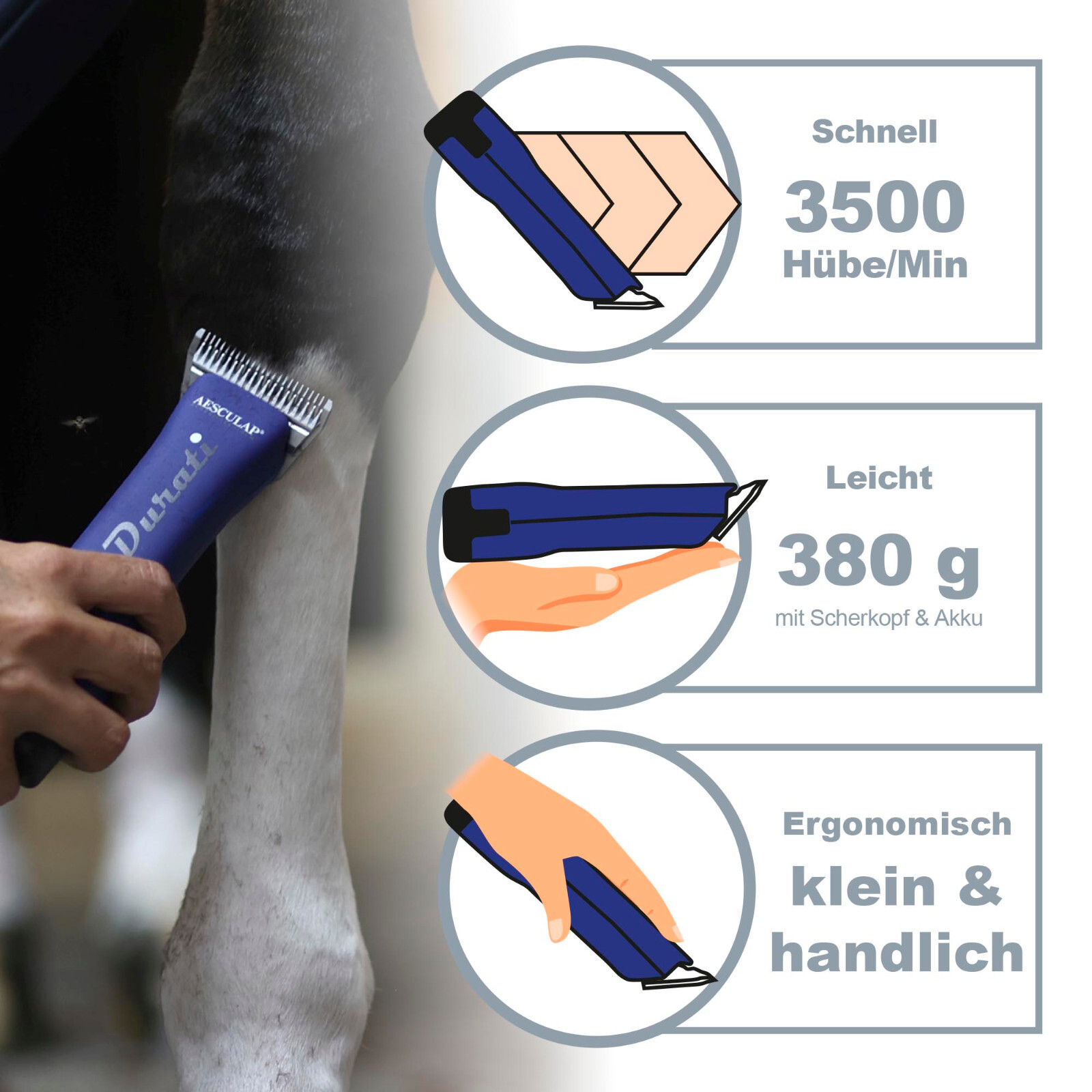 Aesculap Durati Horse Battery Clipper Shearing Head Size 10W/2.4 Mm