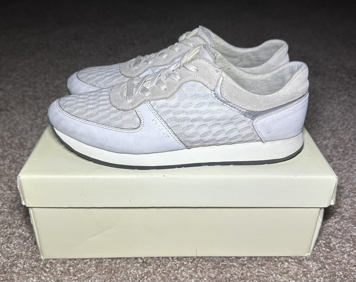 GANT Men’s Shoes LINDA (14531662) White Leather Mesh Lace-Up Low-Top Size  41