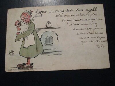 Comic Postkarte - ''Ich habe letzte Nacht spät gearbeitet'' verschickt 1903