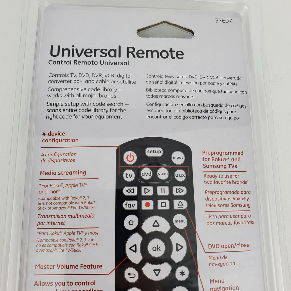 GE Universal Remote Control with Roku NOT Fire TV Streaming Remote For 4 devices - Image 4 of 4