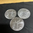 Lot of (3) 1 Oz.  BU American Silver Eagle Coins (Milk Spots)