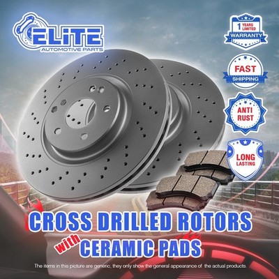Front 2 Drill Rotors & 4 Pads for 1990-1993 Acura Integra / Honda Civic w/4 Stud