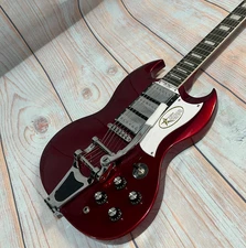 SG Electric Guitar Metallic Red Color Rosewood Fretboard Bigsby Tremolo System