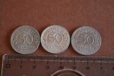 Three Old 50 Pfennig Coins of the German Reich 1921-22