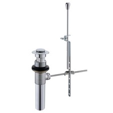 ZM Heavy-Duty Brass Pop-Up Drain Assembly with Overflow, Chrome Finish B