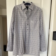 OLYMP Luxor Modern Fit Floral 100 Cotton Men's Dress Shirt 16"/41 White Blue