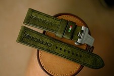 Handmade green PAM Officine Panerai strap Italy flag size 24 or any size 