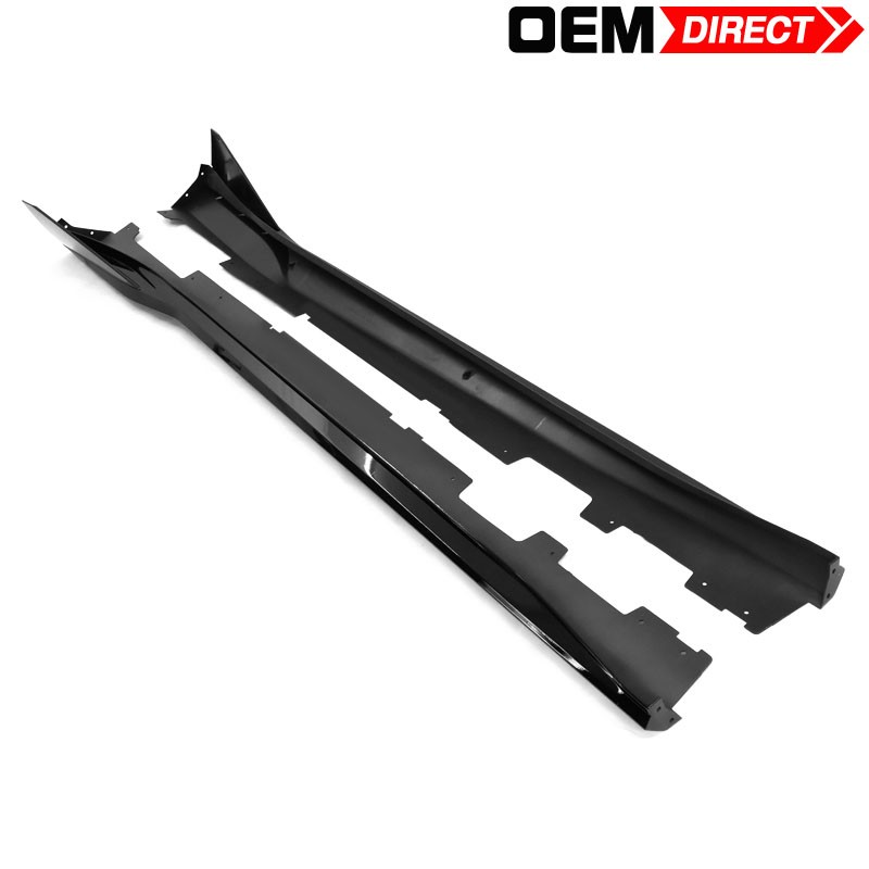 Fits 16-24 Chevy Camaro IKON V3 Style Side Skirts Extension Guard Gloss Black PP