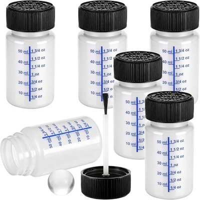 6 Pack- 2 Ounce (60Ml) Empty Paint Touch up Bottles with Brush Applicator and Mi