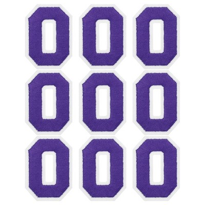 Embroidered Number Patches 2'' Number 0 Iron on Patch (Purple, Pack of 9)