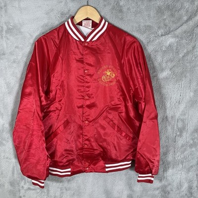 Vintage Cardinal Varsity Jacke Herren Large Rot United States Marine Corps Satin