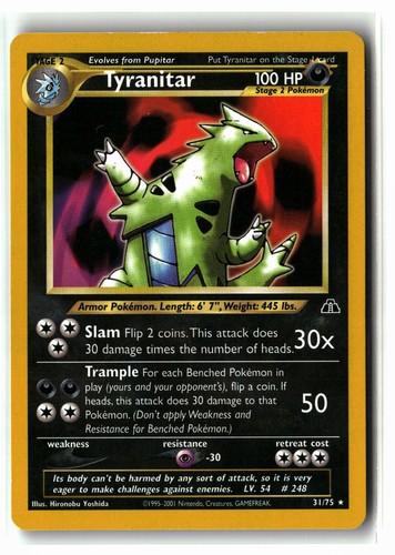 2001 Tyranitar ⭐️ 31/75 Unlimited Rare Neo Discovery Pokemon LP