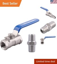 1PC Type Stainless Steel 1/4 Inch Ball Valve NPT Standard Port with Male Hex ...