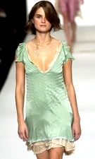 New NWT Marc Jacobs 2004 Vintage Runway Green Silk Ruffle Cocktail Dress US 4