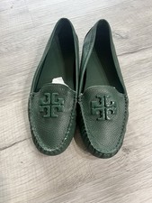 Tory Burch Green Everly Leather Driver Loafers women size 8