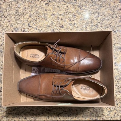 Johnston & Murphy Noah Plain Toe Shoes, Men s 10.5, Brown, Good Condition