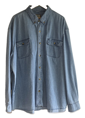 C.E. Schmidt Men's 4XL Heavyweight Denim Shirt Blue Cotton Workwear Long Sleeve