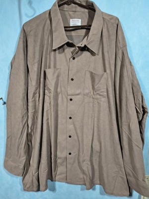 Sovereign Shirt Mens 5XL Beige Microfiber Suede Nylon Button-Up Long Sleeve