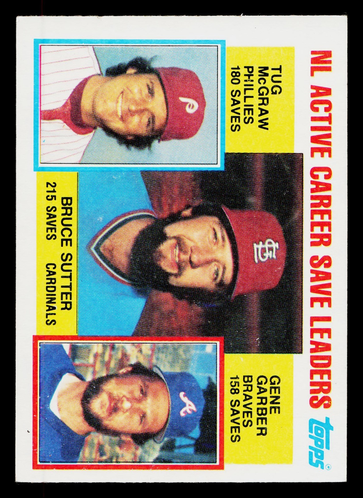 1984 Topps - Career Leaders Bruce Sutter, Tug McGraw, Gene Garber #709