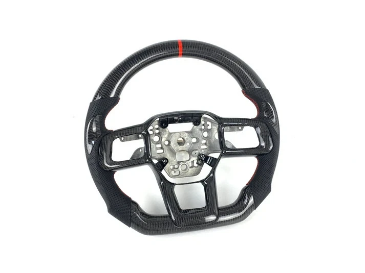 PARA FORD MUSTANG 2024+ VOLANTE DE FIBRA DE CARBONO REAL Y CUERO Foto 3 de 4