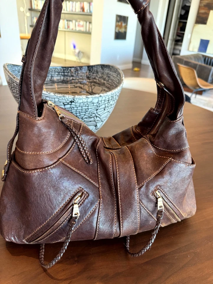 Andrew Marc Bolso de Hombro Hobo de Cuero Marrón Cartera Mediano En muy buen estado Foto 2 de 4