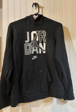 Jordan Nike Boys XL Black Fleece Pullover Hoodie Jumpman Graphic Long Sleeve
