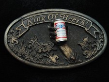 RA07156 RARE VINTAGE 1977 BUDWEISER KING OF BEERS 3D BEER CAN BELT BUCKLE