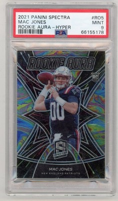 2021 Panini Spectra Mac Jones Rookie Aura Hyper PSA 9 #/75 Patriots