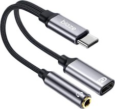 USB C to 3.5mm Headphone and Charger Adapter, 2-in-1 USB C to Aux Audio Jack and