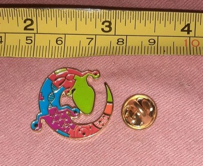 Science Lizard Enamel Lapel Pin Chromosome DNA Molecular Structure Solar System