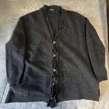 Pas de Calais Fringed Wool/Cashmere Cardigan in Charcoal Size FR 34