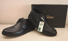 Clarks Originals Mens Size 12 M Black Smooth Leather Desert Trek Shoes