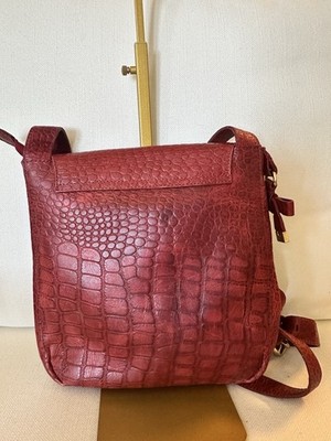 VELEZ RED CROCODILE EMBOSSED CROSSBODY BAG WITH GOLD 